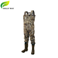 Camo neoprene chest wader with warm pocket